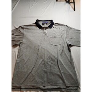 Pendleton Mens XL Houndstooth Golf Polo Shirt Short Sleeve Pocket Navy White